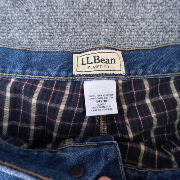 LL Bean Blue Jeans Adult Men's 44X30 Relaxed Fit Blanket Lined Plaid 100% Cotton - Picture 8 of 12